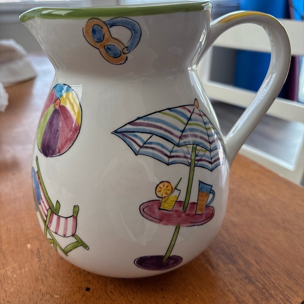 Colorful Ceramic Pitcher with Summer Design